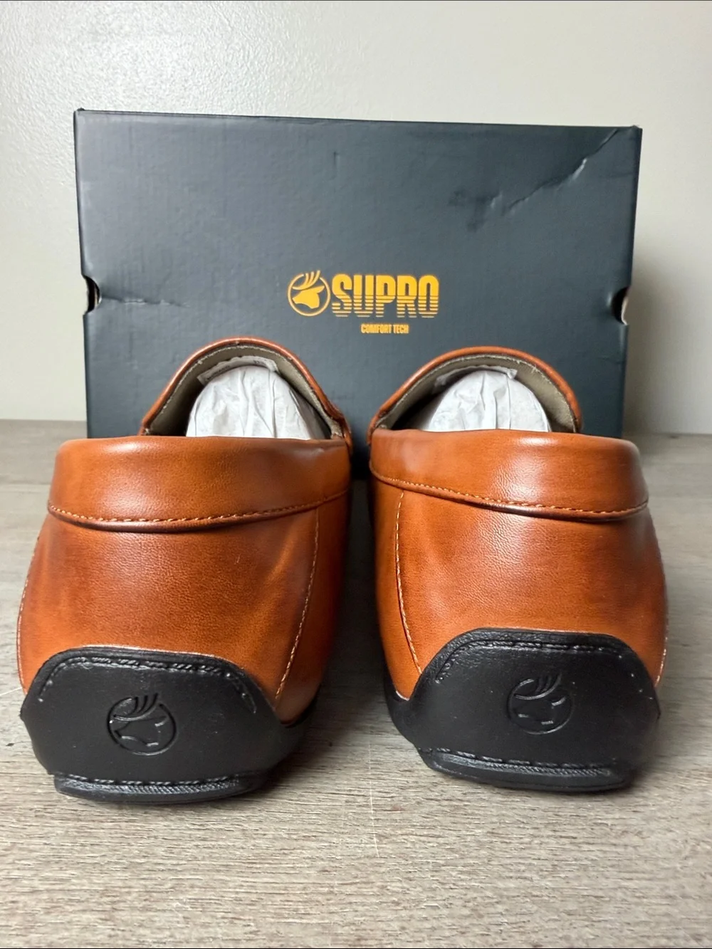 Men’s Tan Leather Slip-On Driving Loafers